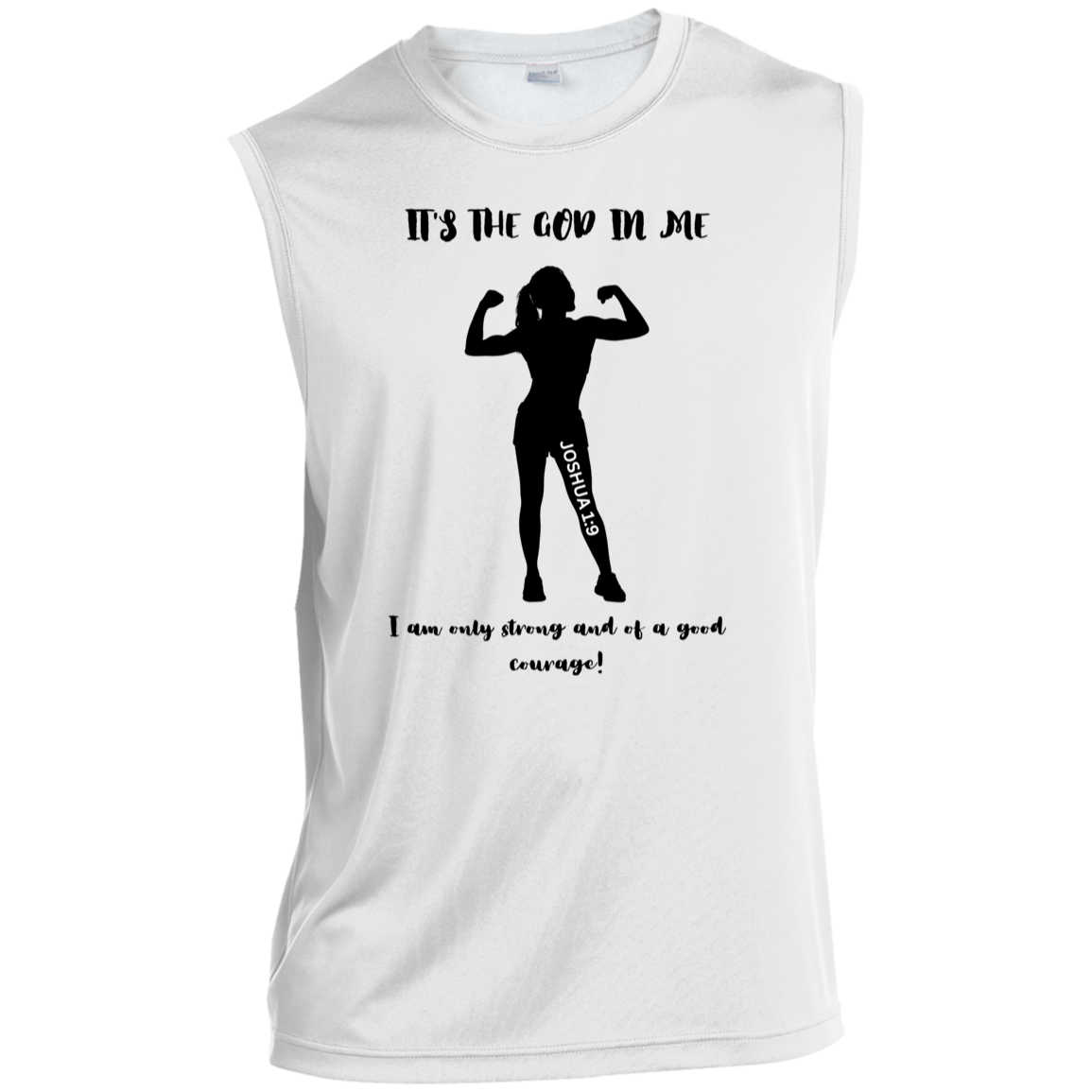 Women's "It's the God in me" Sleeveless Faith-Based Performance Tee