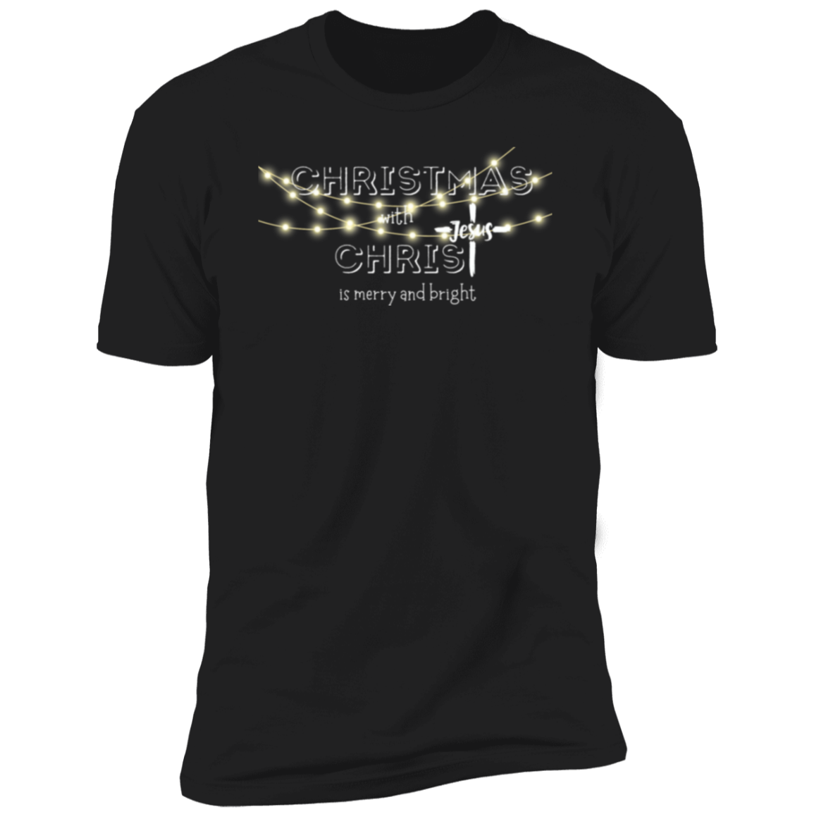 Men and Women Black and White Christmas with Jesus Christ Premium Short Sleeve T-Shirt
