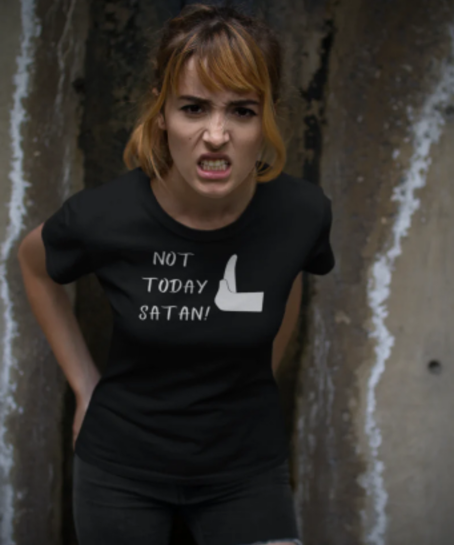 Men/Women Unisex "NOT TODAY SATAN!" / Premium Short Sleeve Faith-Based T-Shirt