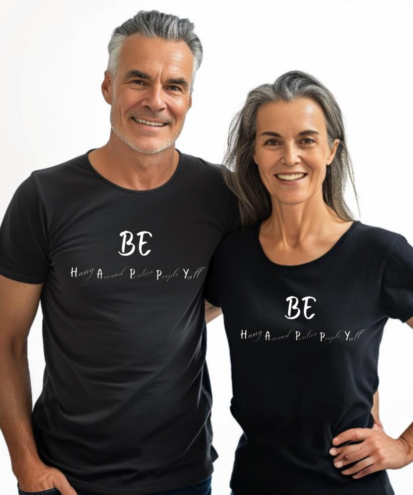 Men/Women Unisex "Be Happy" Hang Around Positive People Premium Short Sleeve T-Shirt