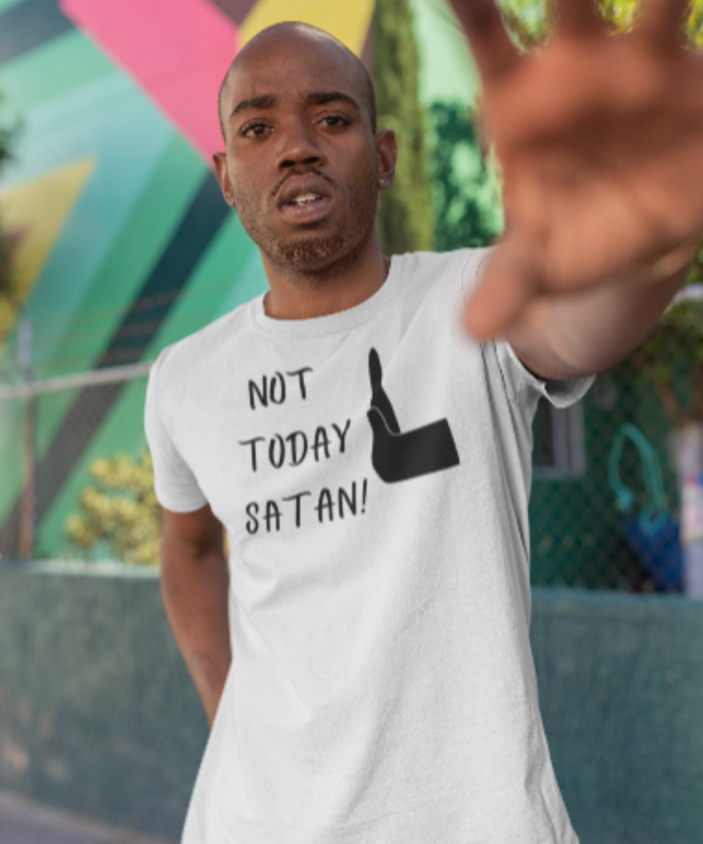 Men/Women Unisex "NOT TODAY SATAN!" / Premium Short Sleeve Faith-Based T-Shirt