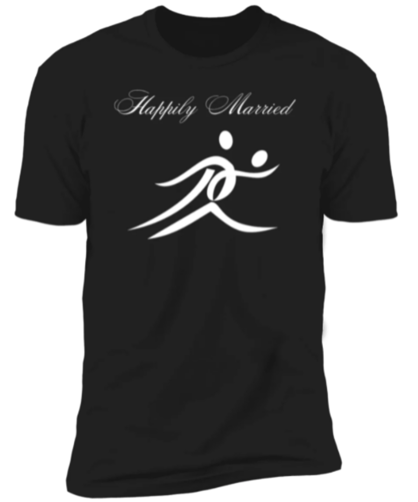 Men/Women Unisex "Happily Married "/ Black Premium Short Sleeve Fun T-Shirt