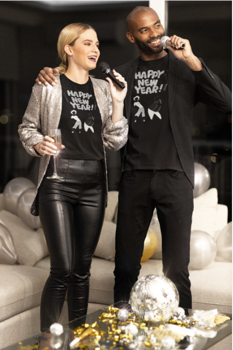 Men/Women Unisex "Happy New Year" Premium Short Sleeve Fun T-Shirt