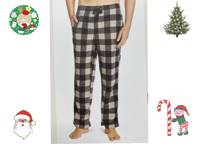 LUCKY BRAND Men's Christmas Jet Black Sleep Fleece Pant