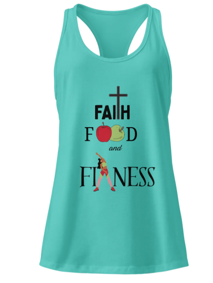 Women’s Faith, Food, and Fitness Fitted Racerback Tank Top