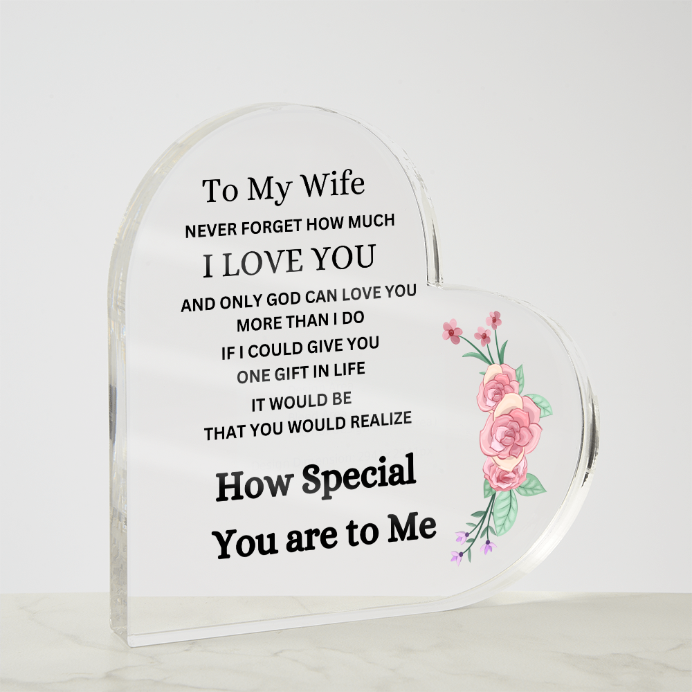To My Wife Heart Acrylic Plaque: Without Stand Gift