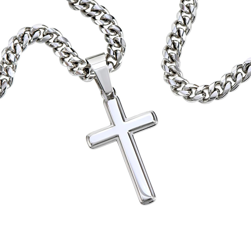 To My Son Be Bold Artisan Cross with Cuban Link Chain
