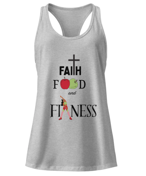 Women’s Faith, Food, and Fitness Fitted Racerback Tank Top