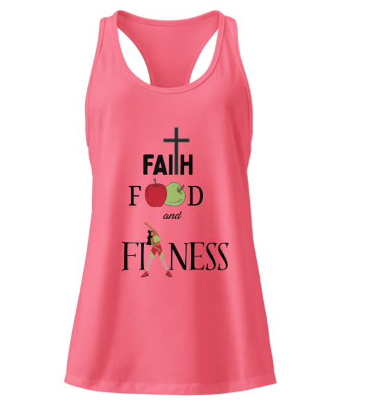 Women’s Faith, Food, and Fitness Fitted Racerback Tank Top