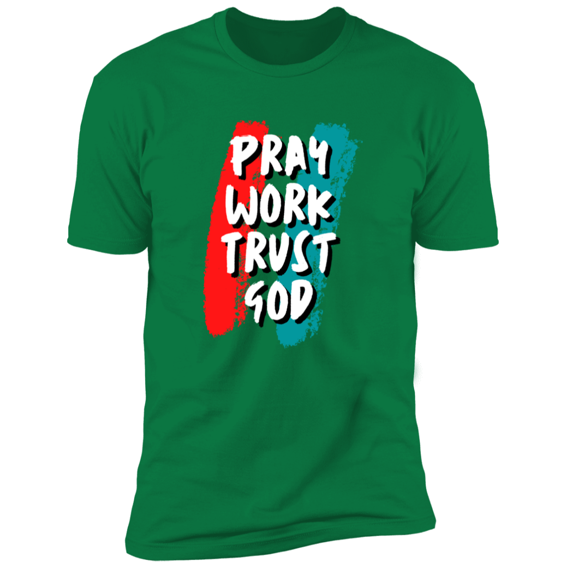 Men/Women Unisex "Pray Work Trust God" Faith-Busied Short Sleeve Tee