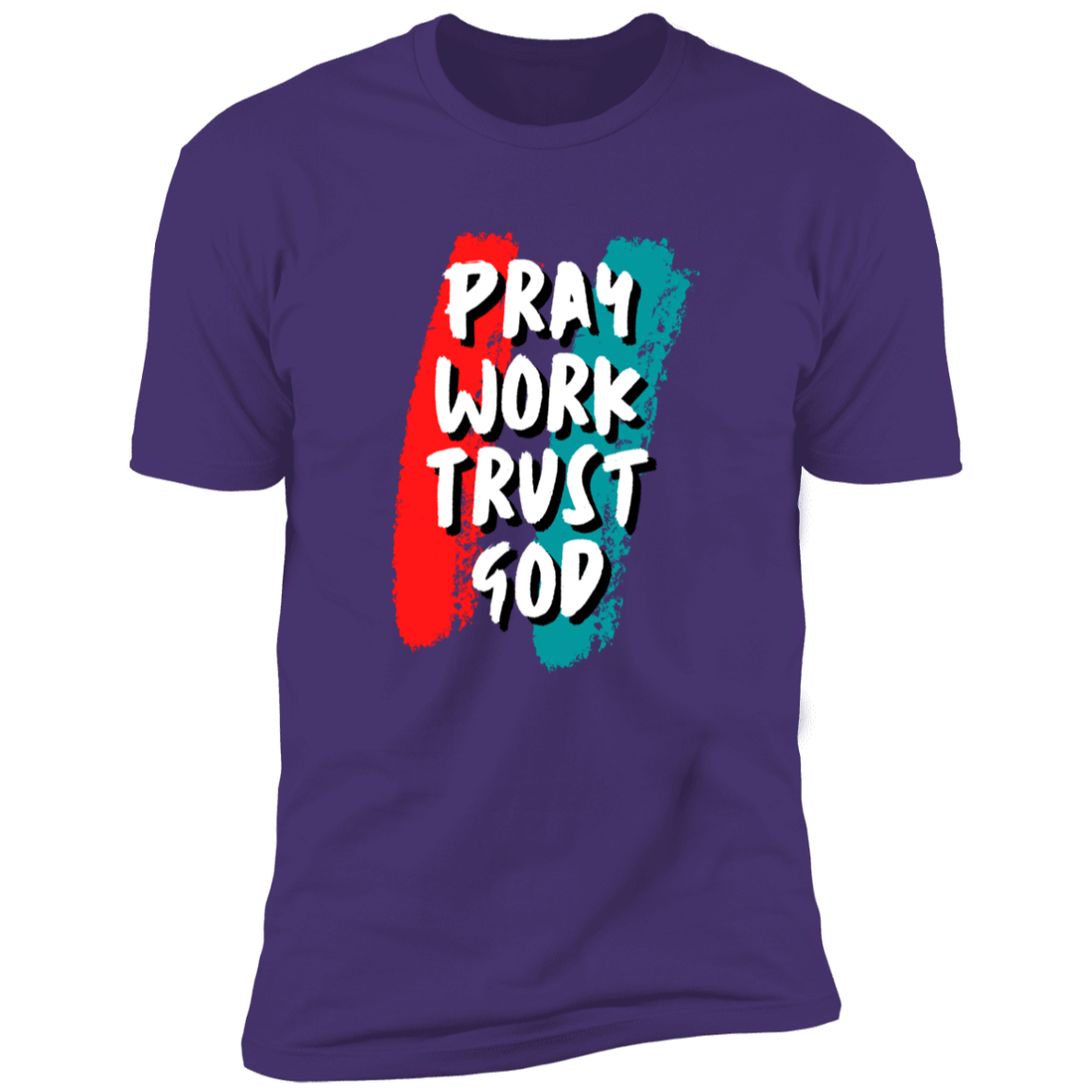 Men/Women Unisex "Pray Work Trust God" Faith-Busied Short Sleeve Tee