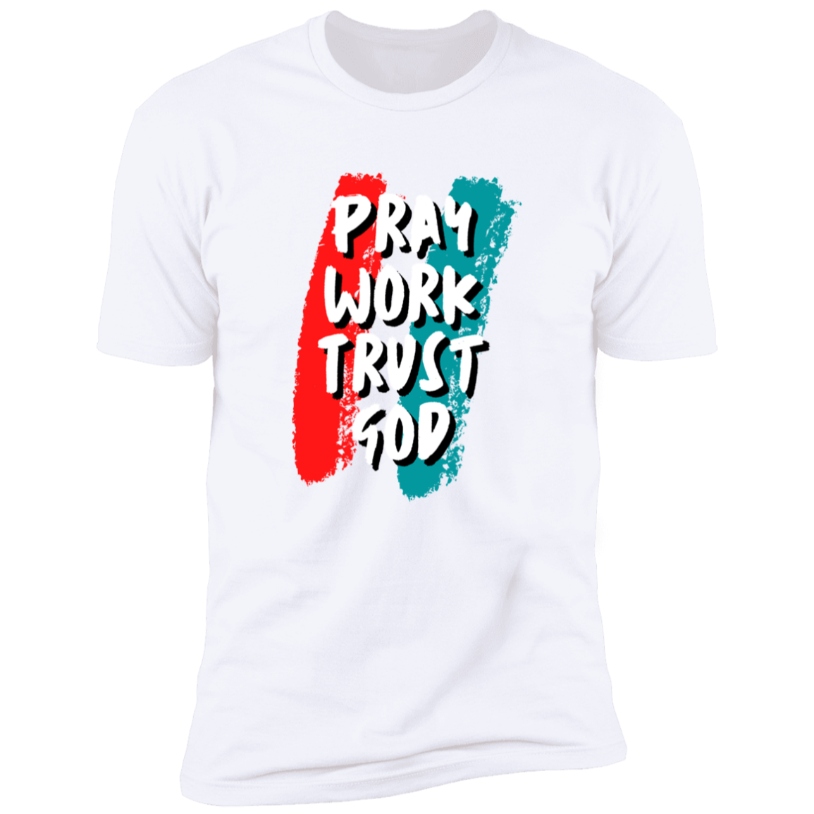 Men/Women Unisex "Pray Work Trust God" Faith-Busied Short Sleeve Tee