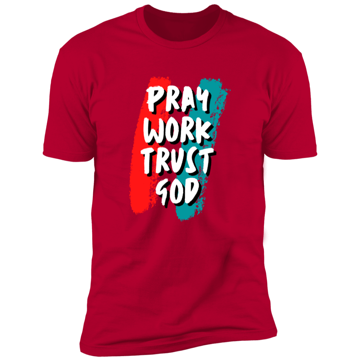 Men/Women Unisex "Pray Work Trust God" Faith-Busied Short Sleeve Tee