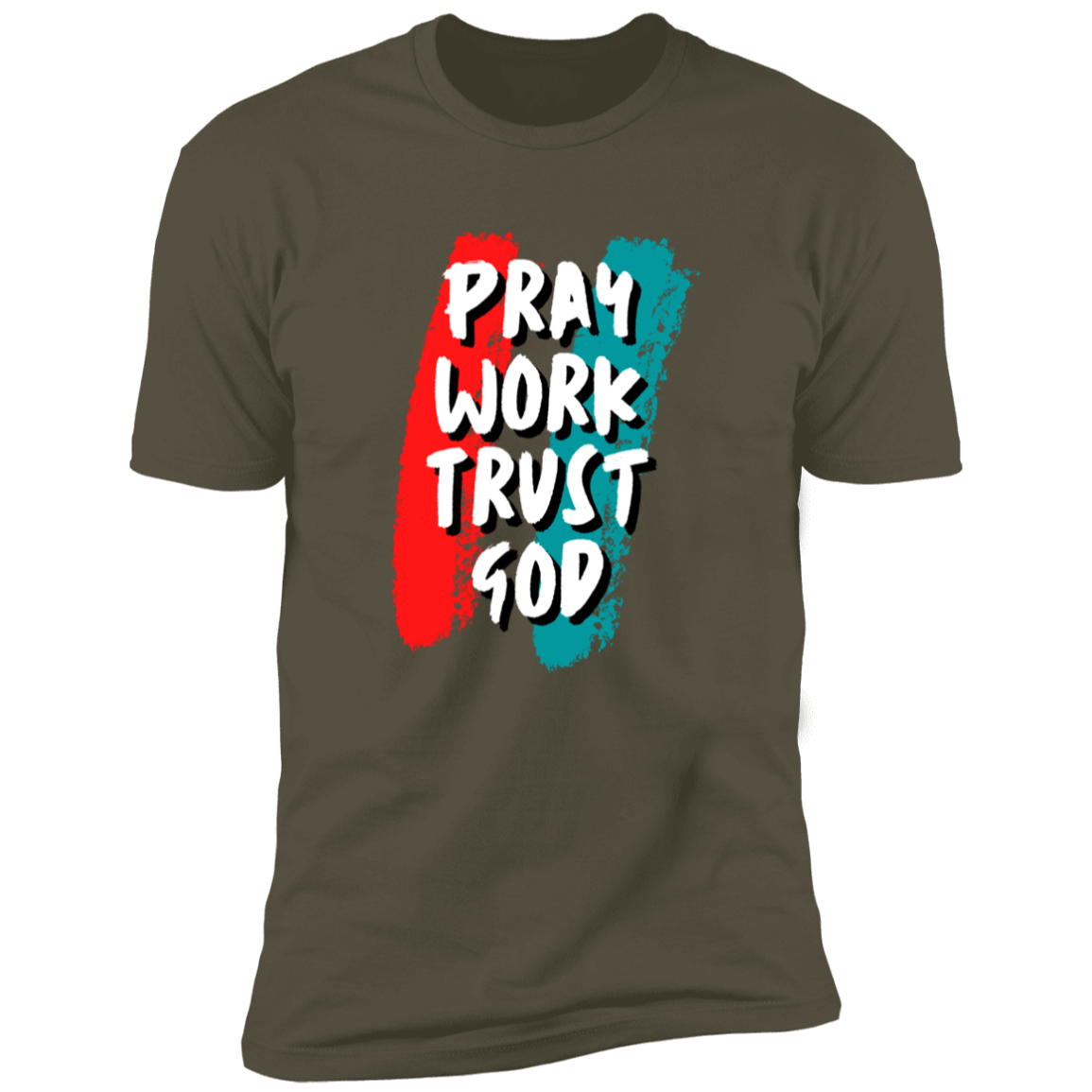 Men/Women Unisex "Pray Work Trust God" Faith-Busied Short Sleeve Tee