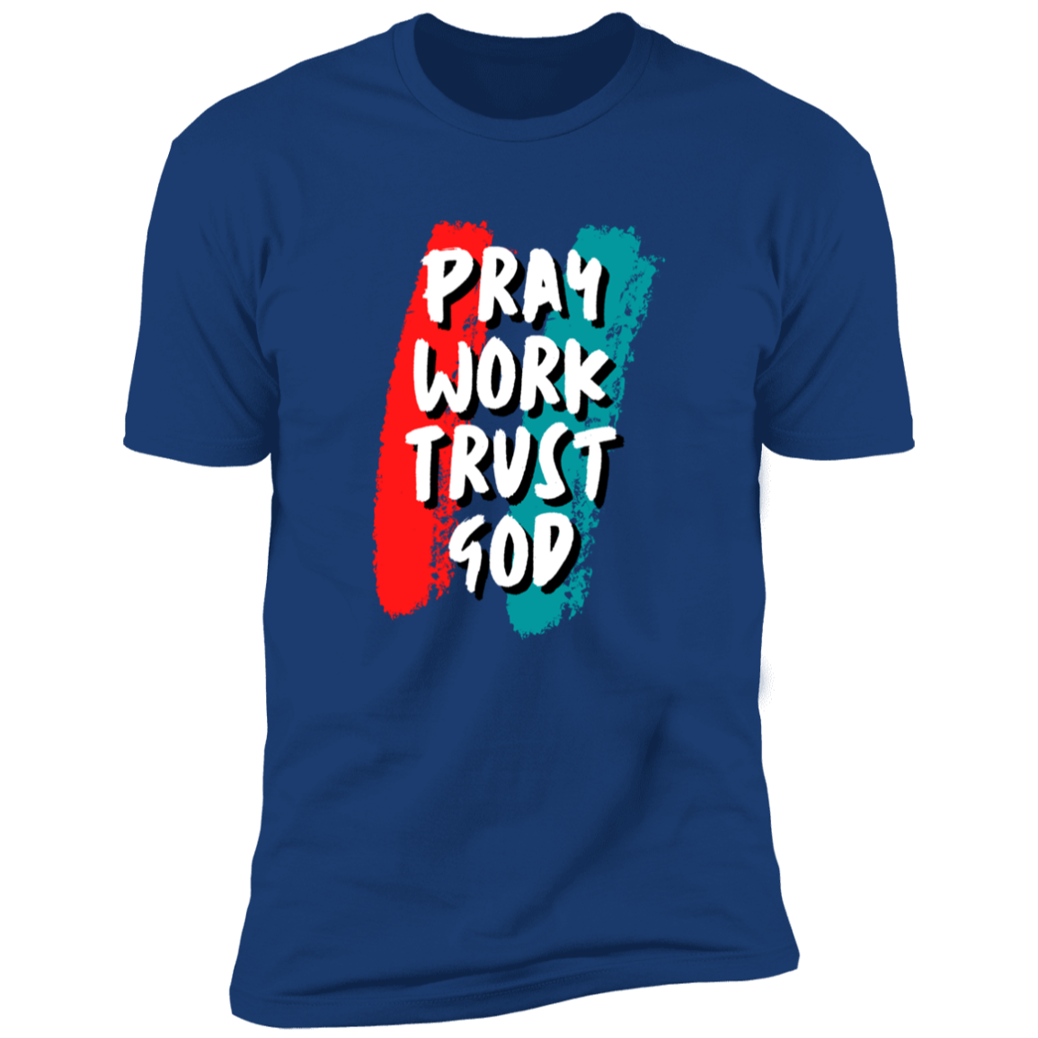 Men/Women Unisex "Pray Work Trust God" Faith-Busied Short Sleeve Tee