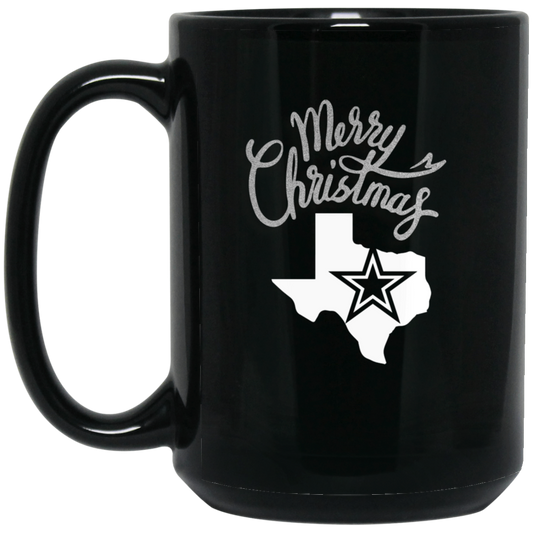 Merry Christmas Dallas Texas Cowboys 15oz Black Mug