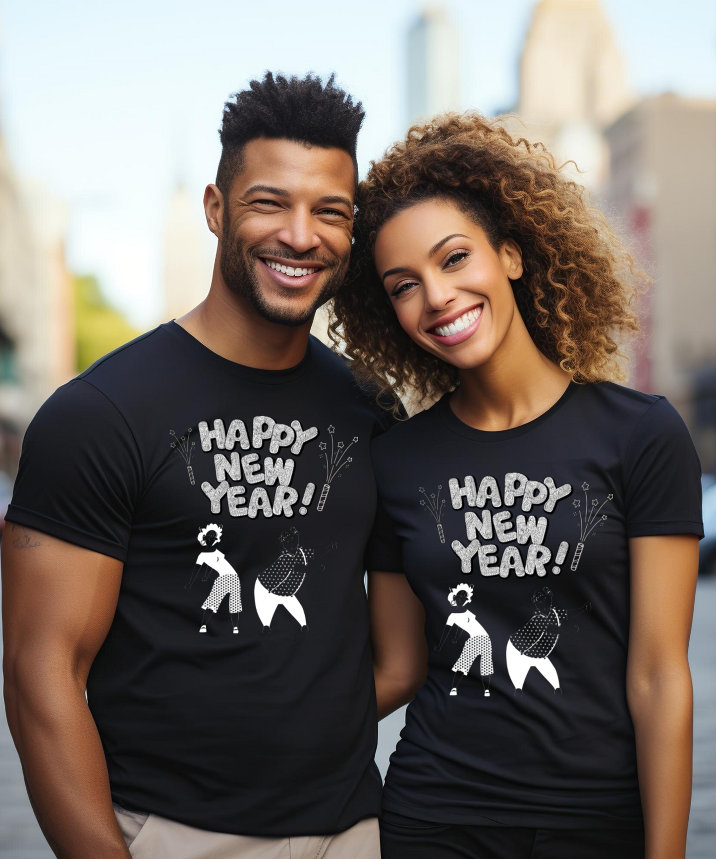 Men/Women Unisex "Happy New Year" Premium Short Sleeve Fun T-Shirt