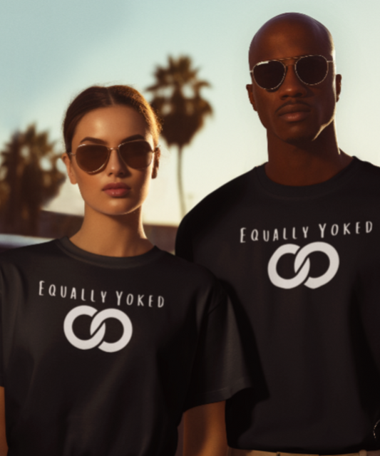 Men/Women Unisex "Equally Yoked" Premium Short Sleeve T-Shirt- Black