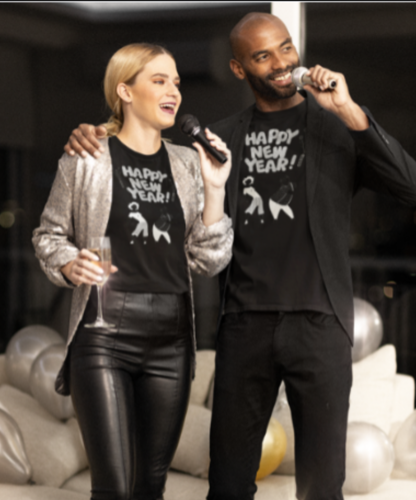 Men/Women Unisex "Happy New Year" Premium Short Sleeve Fun T-Shirt
