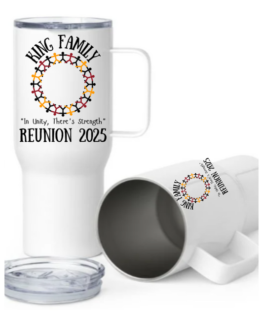 King Family Reunion Travel mug with a handle