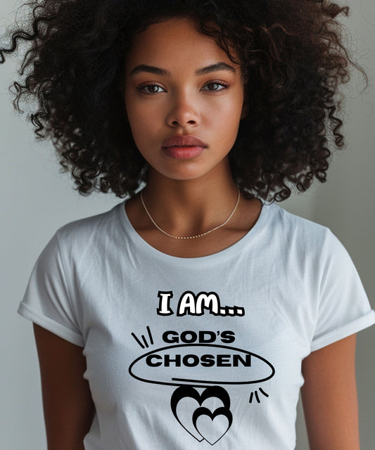 I Am... God's Chosen  White w/ Black Print Unisex Jersey Short-Sleeve T-Shirt