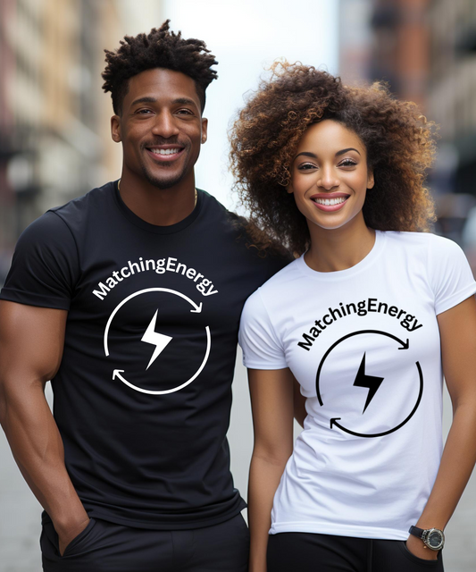 Men & Women Unisex "Matching Energy" Couple /Black & White Premium Short Sleeve T-Shirt