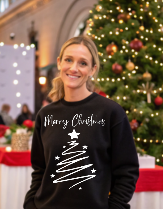 Merry Christmas Tree Crewneck Pullover Sweatshirt