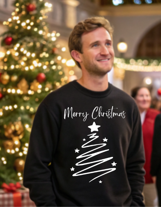 Merry Christmas Tree Crewneck Pullover Sweatshirt