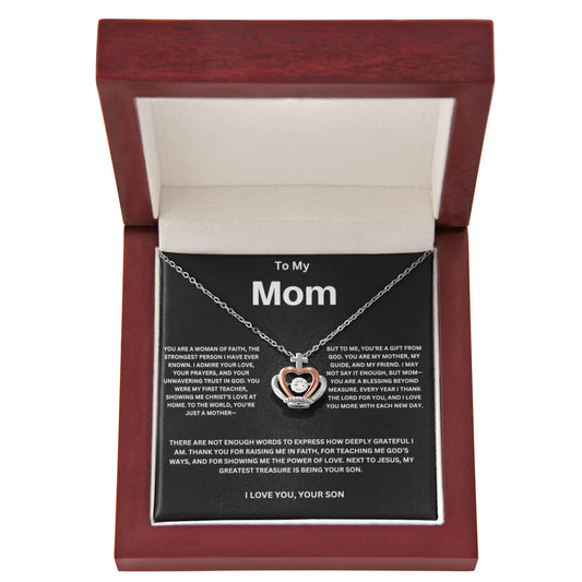 To My Mom a Woman of Faith Crown Pendant Necklace
