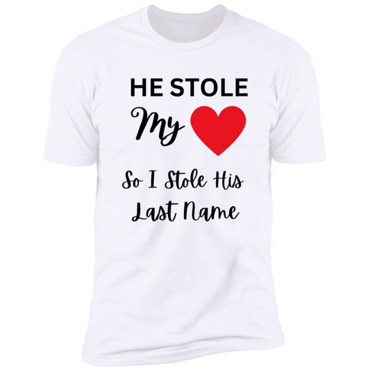 Next Level Women He Stole Multi colors Black Print Short Sleeve Tee - Family